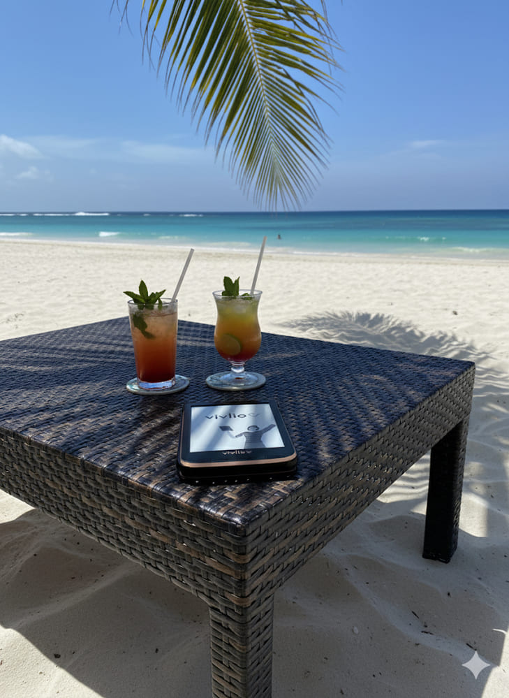 liseuse-sur plage exotique